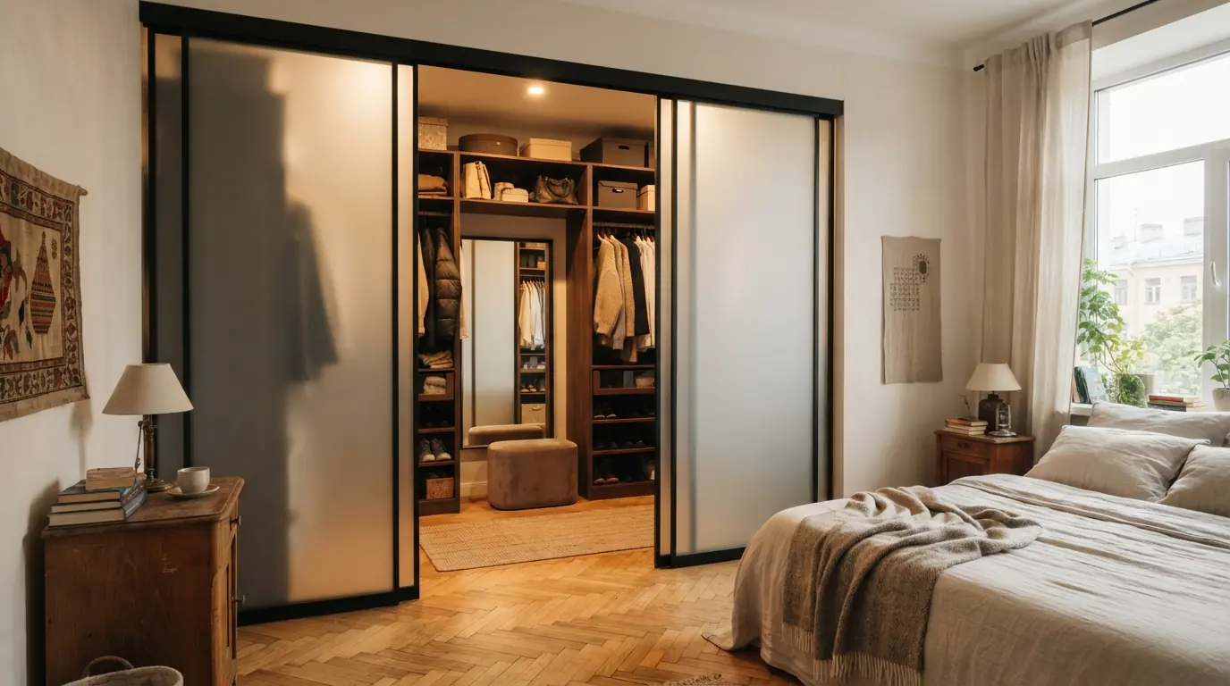 Стеклянные двери-купе